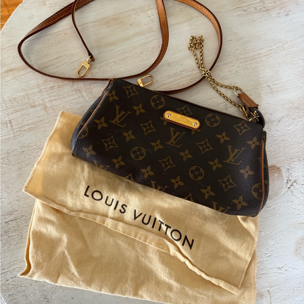 Louis Vuitton Brown Monogram Eva Clutch with Gold Hardware - Discontinued